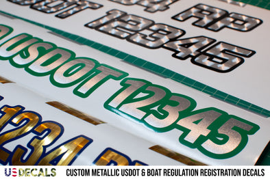Custom Two Metallic Color USDOT & Boat Registration Number Decal Stickers