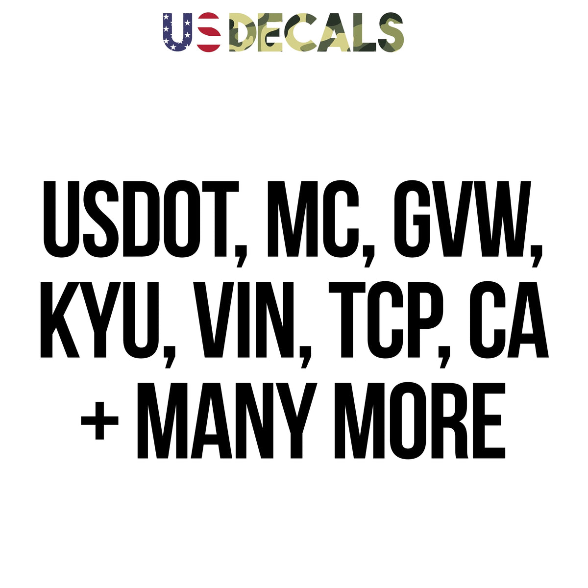 USDOT, MC, CA, TXDOT, GVW, KYU – Tagged "MC Number Decal" – US Decals