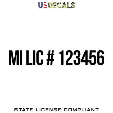 Michigan MI License Regulation Number Decal Sticker Lettering, 2 Pack
