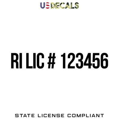 Rhode Island RI License Regulation Number Decal Sticker Lettering, 2 Pack