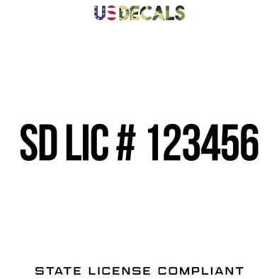 South Dakota SD License Regulation Number Decal Sticker Lettering, 2 Pack