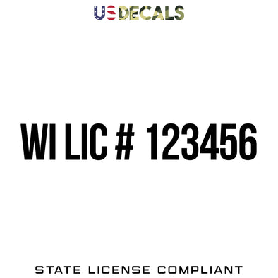 Wisconsin WI License Regulation Number Decal Sticker Lettering, 2 Pack