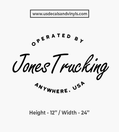 operated by truck decal with location