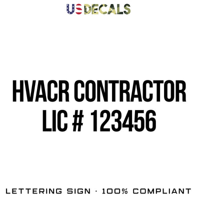 New Jersey Heating, Ventilating, Air Conditioning and Refrigeration (HVACR) Contractor HVACR Contractor Lic # 123456 Number Decal Sticker, 2 Pack