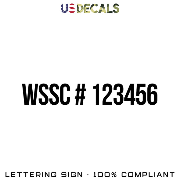 Washington DC Plumbing  WSSC # 123456 Number Decal Sticker, 2 Pack