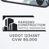 Construction Company Name decal with usdot