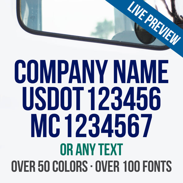 Business Name, USDOT, MC Truck Door Decal Sticker (Live Preview), 2 Pack