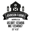 company name farm, wheat, barn, ribbon and US DOT