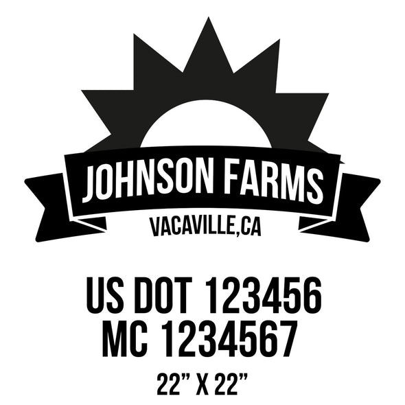 company name farm, sun, ribbon and US DOT