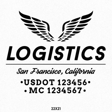 company name with location, usdot & mc decal sticker