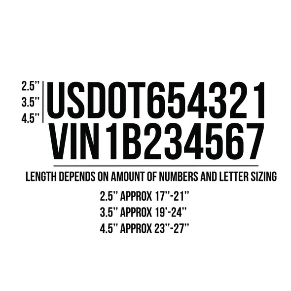 Two Color Four Line Number Decal, (USDOT) 2 Pack