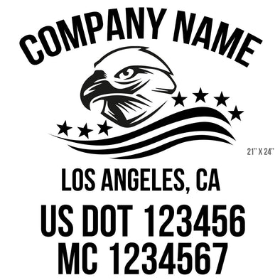 Patriotic Company Name Truck Door Decal (USDOT), 2 Pack