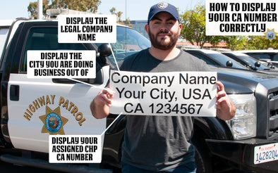 Example Of A CHP CA USDOT Number Complaint Truck Regulation Decal Sticker | Must Read