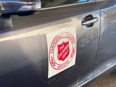 custom magnetic sign on vehicle door