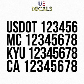 boxed aligned usdot mc kyu ca number decal