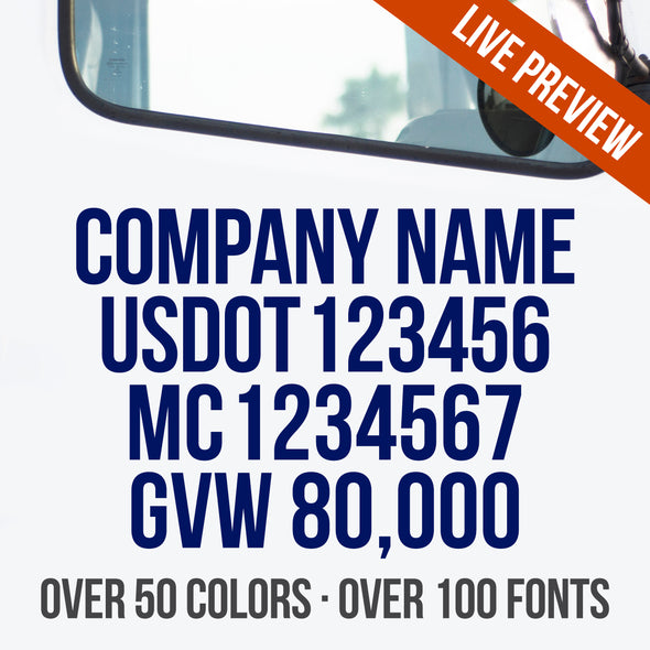 company name usdot mc gvw live preview decal sticker