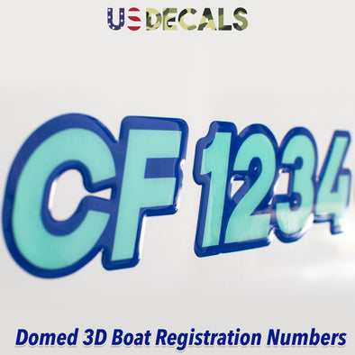 domed 3d boat registration numbers