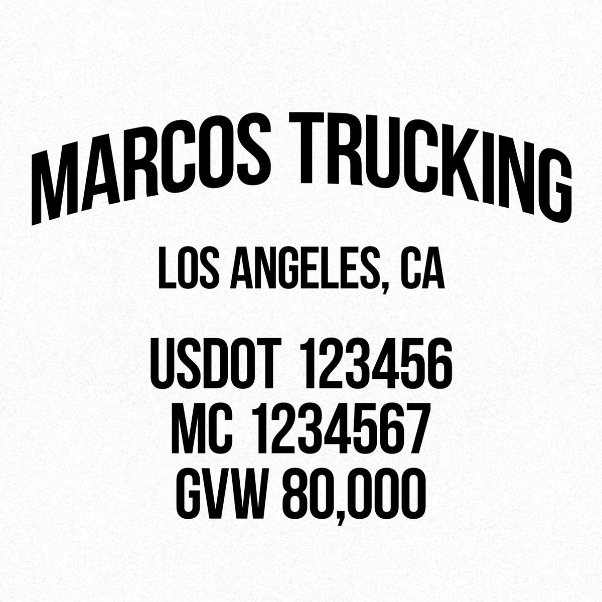 Company Name With Regulation Number Lines – US Decals