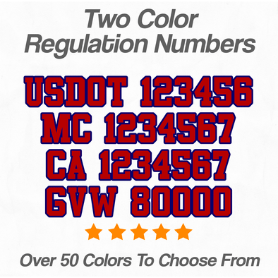 two color regulation number decal usdot mc ca gvw