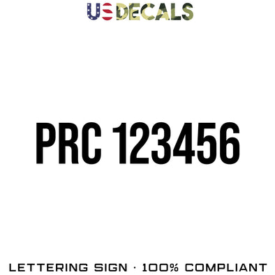 PRC Number Decal Sticker, 2 Pack