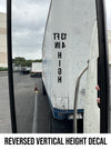 reversed height vertical decal sticker trailer box truck