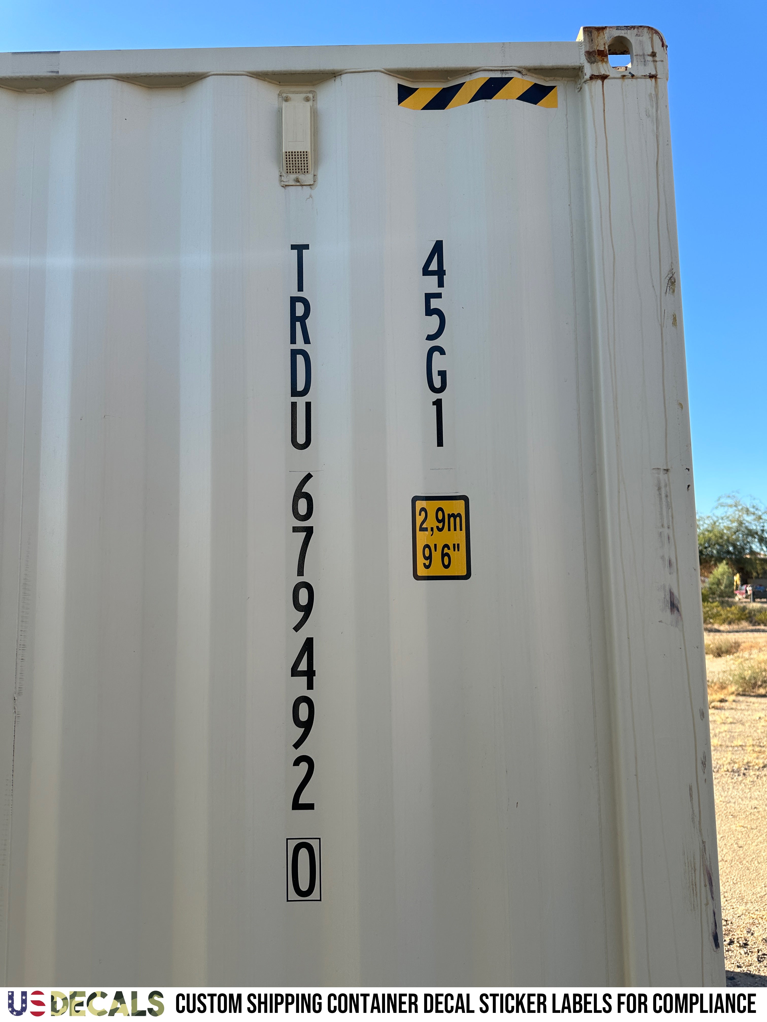 Vertical Shipping Container 2 Line Lettering Number Sticker Decals For ...