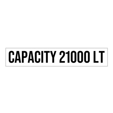 ISO Tank Capacity 21000 Liter Decal Sticker Label Sign