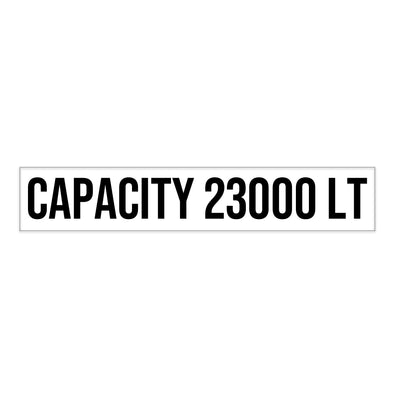 ISO Tank Capacity 23000 Liter Decal Sticker Label Sign