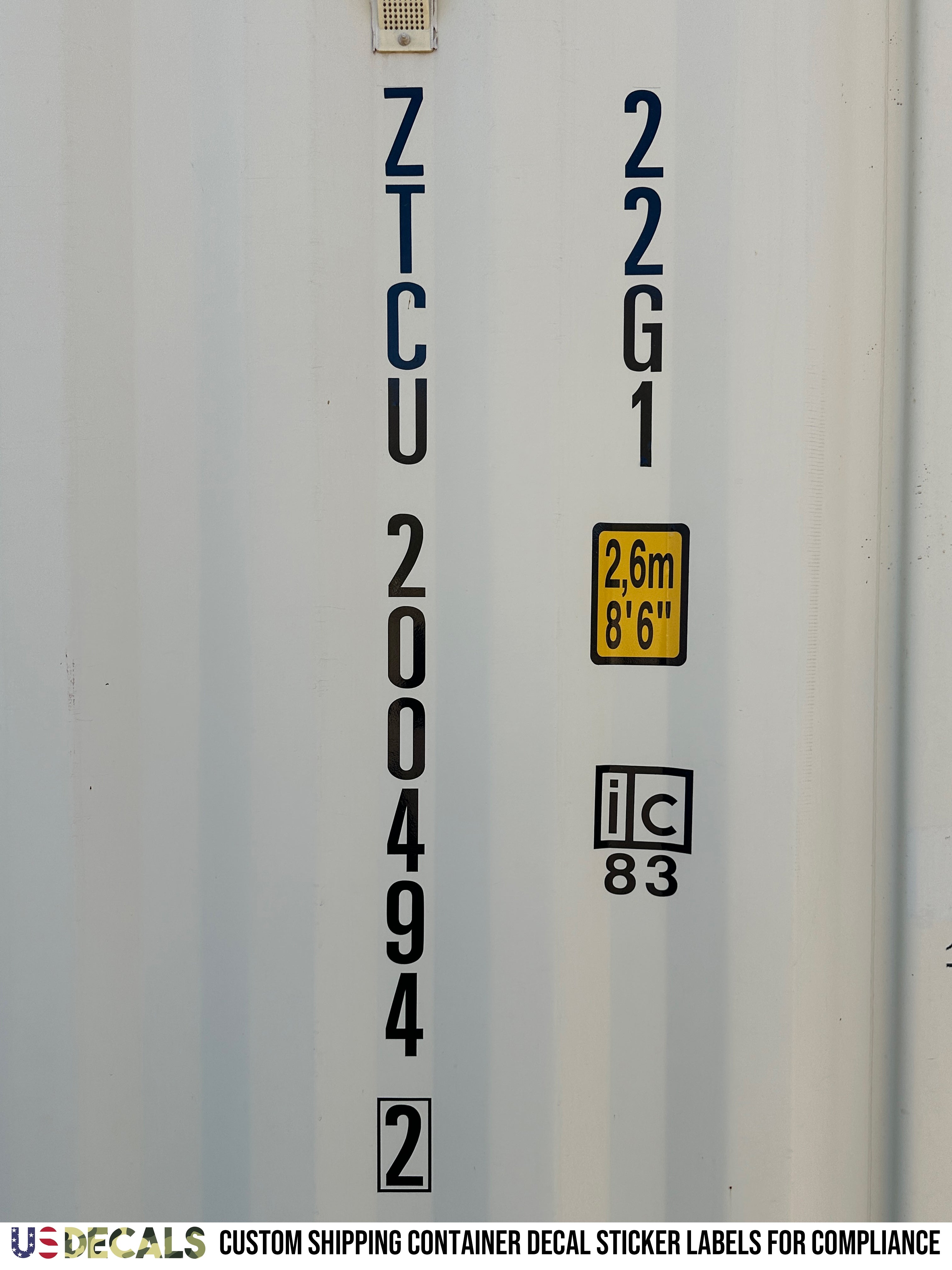 Vertical Shipping Container 2 Line Lettering Number Sticker Decals For ...
