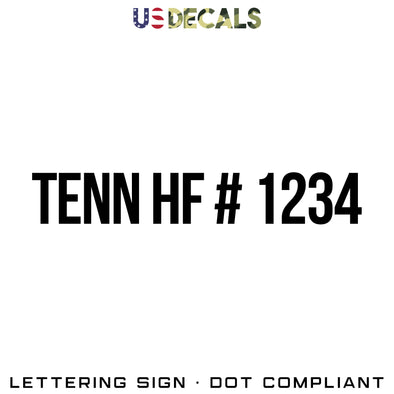 TENN HF Number Decal Sticker, 2 Pack