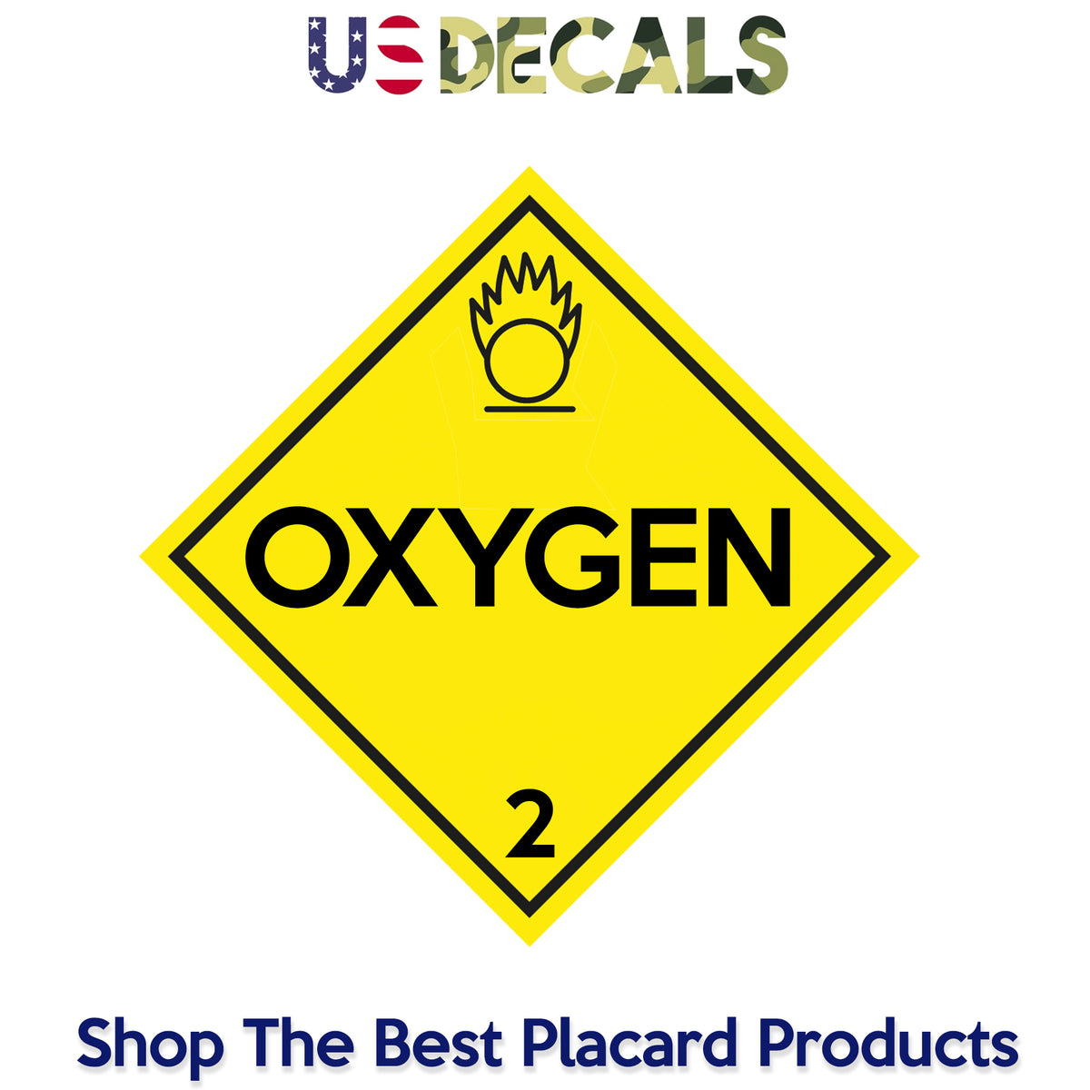 Hazard Class 2: Oxygen Placard Sign – US Decals