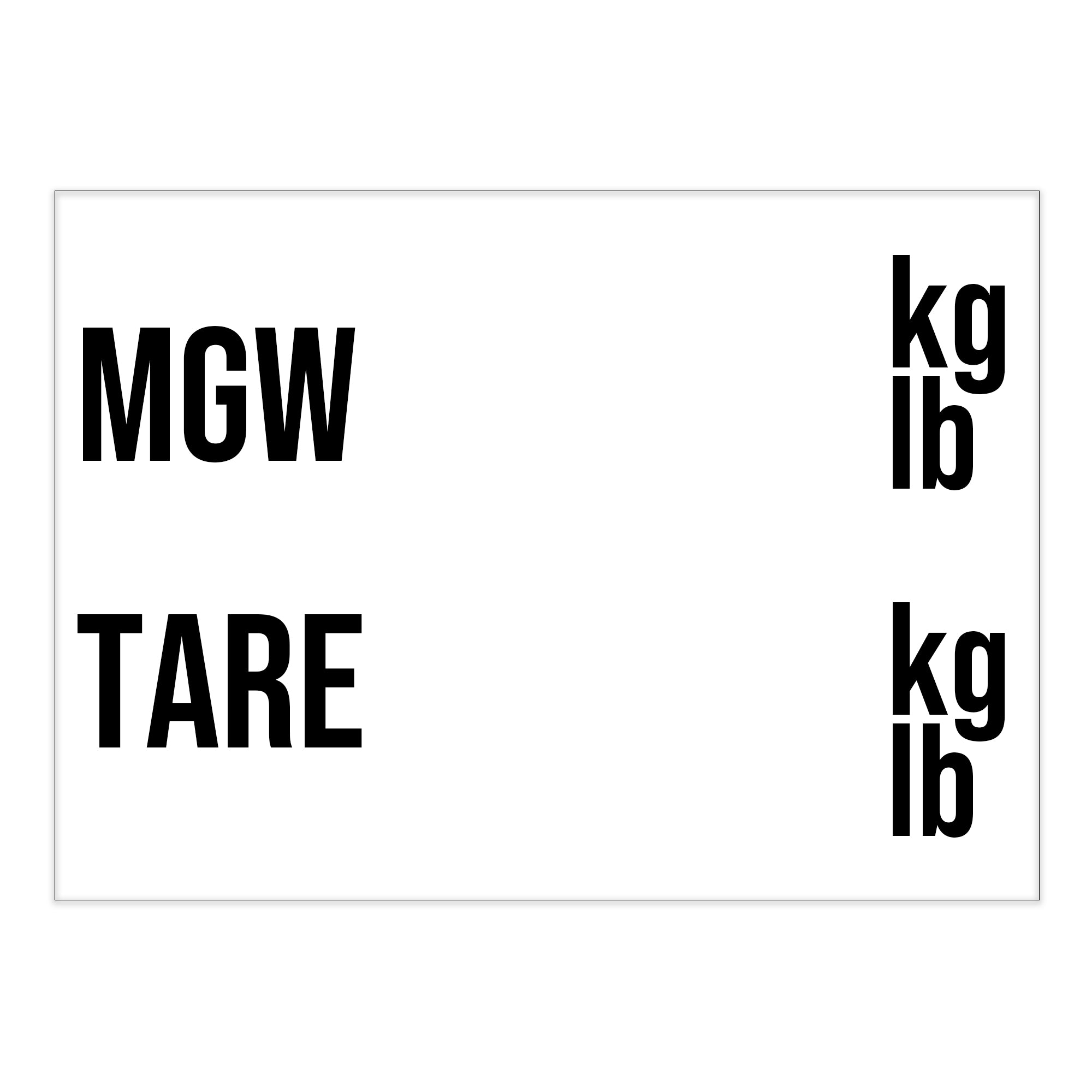 ISO Tank Weight (MGW & TARE) Decal Sticker Label Sign – US Decals