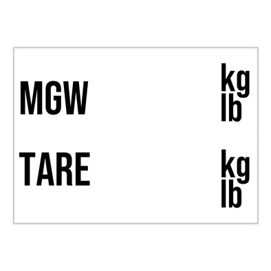 ISO Tank Weight (MGW & TARE) Decal Sticker Label Sign