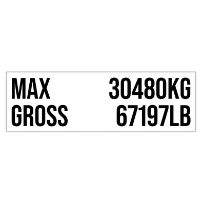 ISO Tank Weight (MAX & Gross) Decal Sticker Label Sign