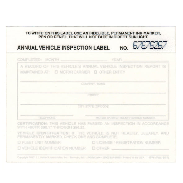 Annual Vehicle Inspection Label Decal Sticker