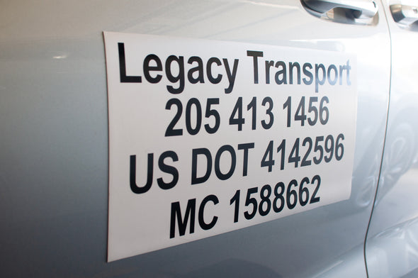 Basic 4 Line Truck Door Magnetic Set | 2 Pack |(Great for USDOT) Magnetic USDOT Truck Door Sign