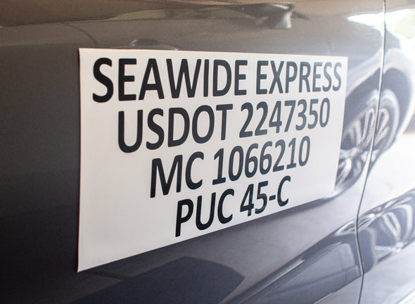 Basic 4 Line Truck Door Magnetic Set | 2 Pack | Magnetic USDOT Truck Door Sign For Compliance