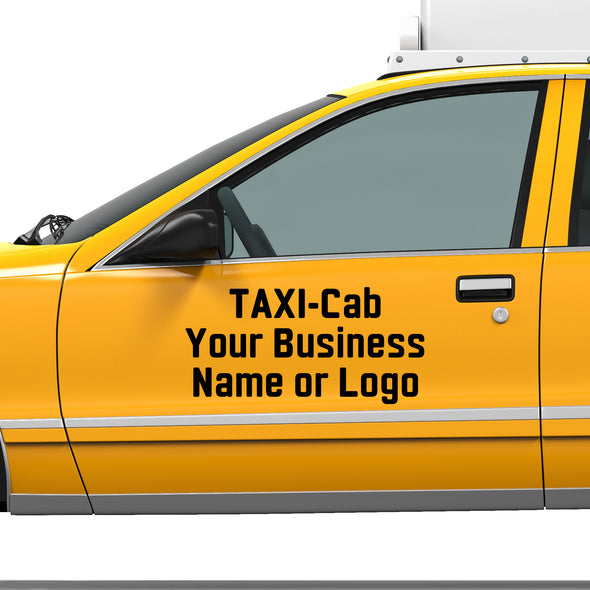 Custom Taxi Cab Door Decal Sticker Lettering , 2 Pack