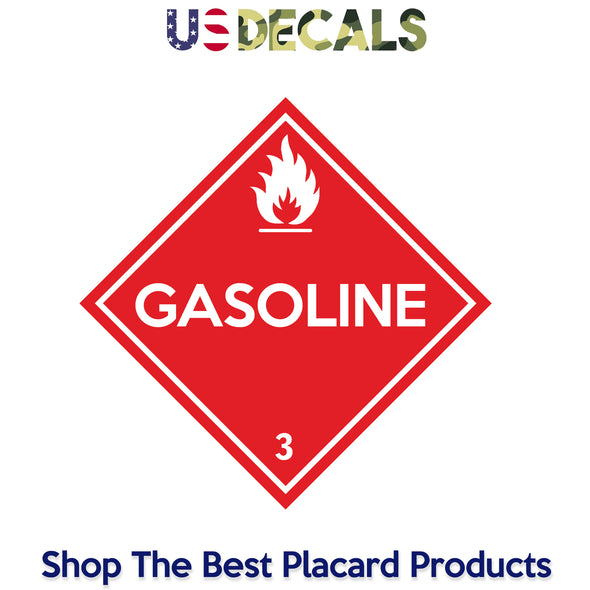 Hazard Class 3: Gasoline Placard Sign