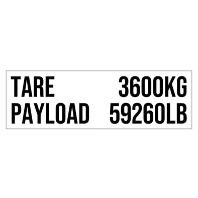 ISO Tank Weight (Max & Payload) Decal Sticker Label Sign