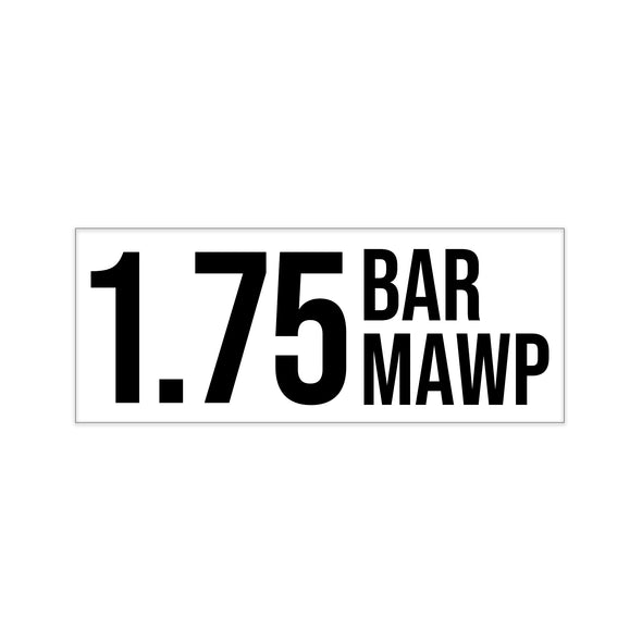 ISO Tank Working Pressure 1.75 BAR MAWP Decal Sticker Label Sign