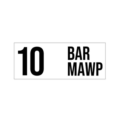 ISO Tank Working Pressure 10 BAR MAWP Decal Sticker Label Sign