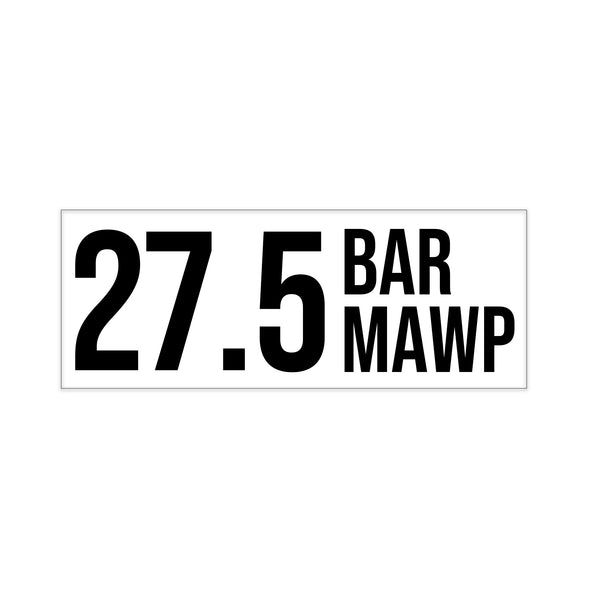 ISO Tank Working Pressure 27.5 BAR MAWP Decal Sticker Label Sign