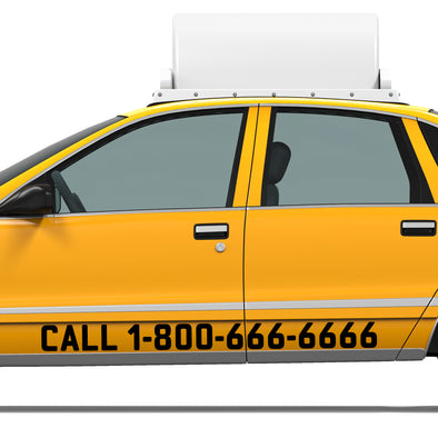 Large Custom Taxi Cab Vehicle Phone Number Or Website Decal Sticker Lettering , 2 Pack