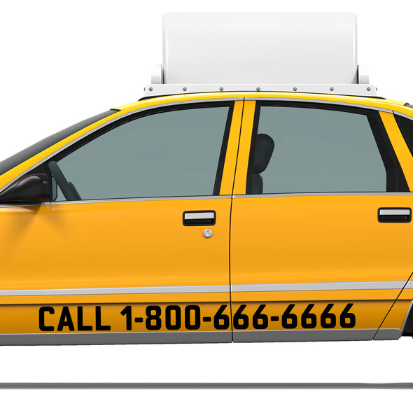 Large Custom Taxi Cab Vehicle Phone Number Or Website Decal Sticker Lettering , 2 Pack