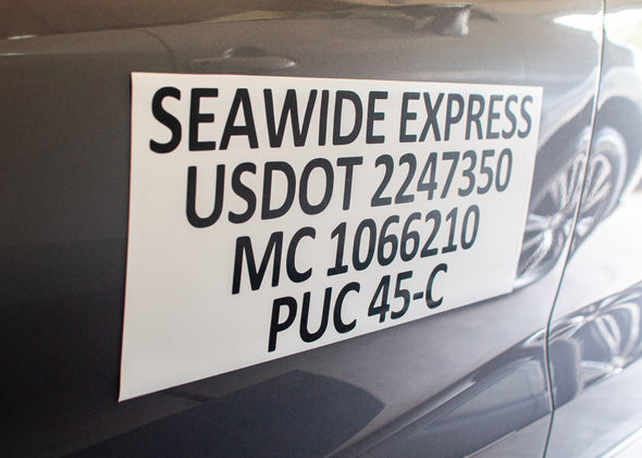 Basic 4 Line Truck Door Magnetic Set | 2 Pack | Magnetic USDOT Truck Door Sign For Compliance