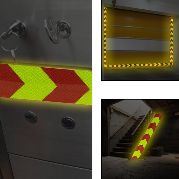 Magnetic Reusable Red & Yellow DOT Reflectors | Reflective 2" x 12" Waterproof Safety Caution Tape for Trailer Trucks