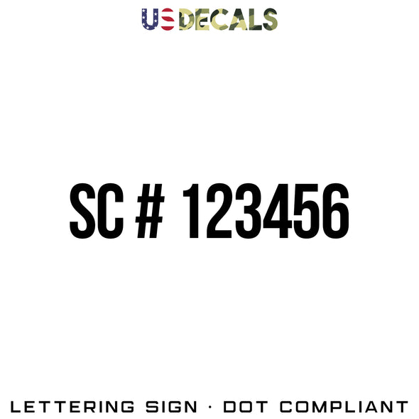 SC Number Decal Sticker, 2 Pack