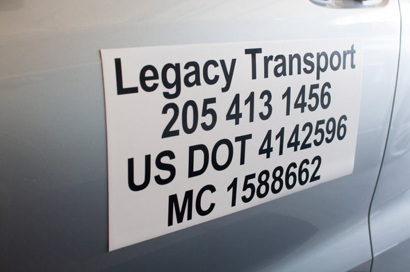 Basic 4 Line Truck Door Magnetic Set | 2 Pack |(Great for USDOT) Magnetic USDOT Truck Door Sign