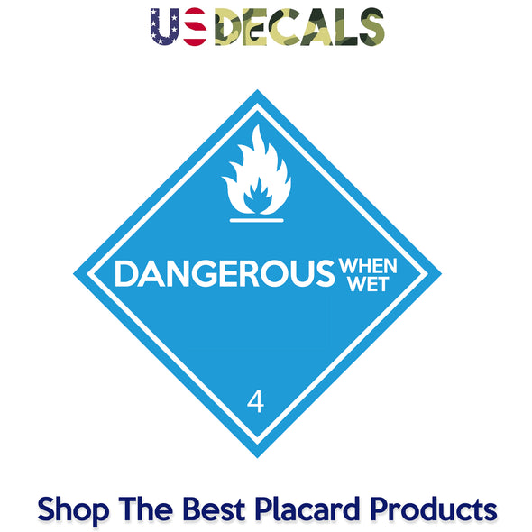 Hazard Class 4: Dangerous When Wet Placard Sign